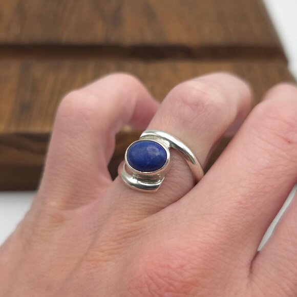 Size 6.5 Sterling Silver Lapis Lazuli Stone Ring A381 - Picture 2 of 7